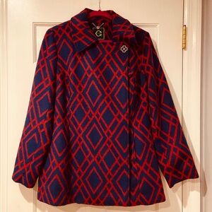 C. Wonder Red and Blue Geometric Coat